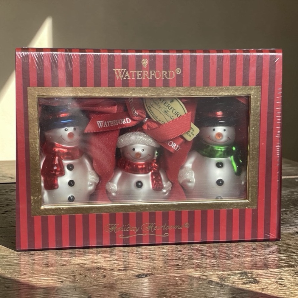 Waterford Holiday Snowman Set - Red Accents new sealed